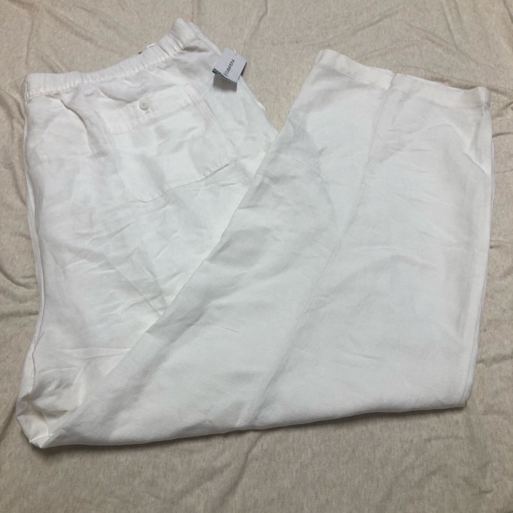 NWT Cubavera Men’s White Linen Blend Pants Drawstring Beach Wedding Coastal